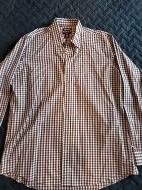 Kirkland Signature Burgundy and White Gingham Dress Shirt